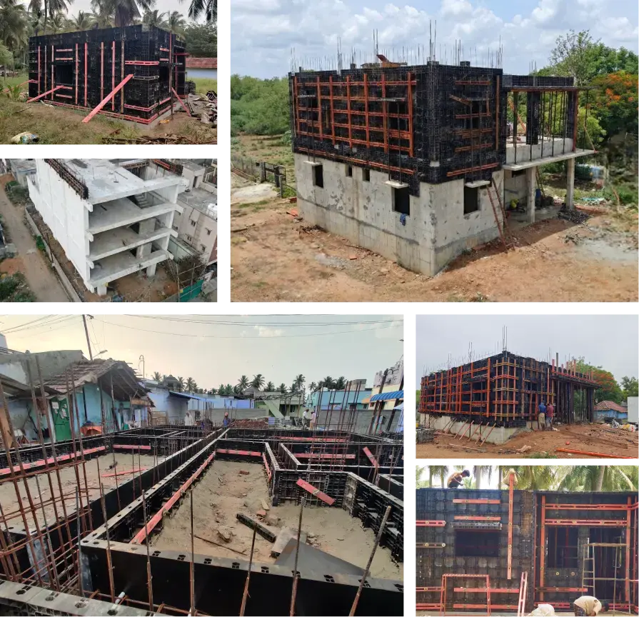 ABS plastic formwork panels used for wall and column construction